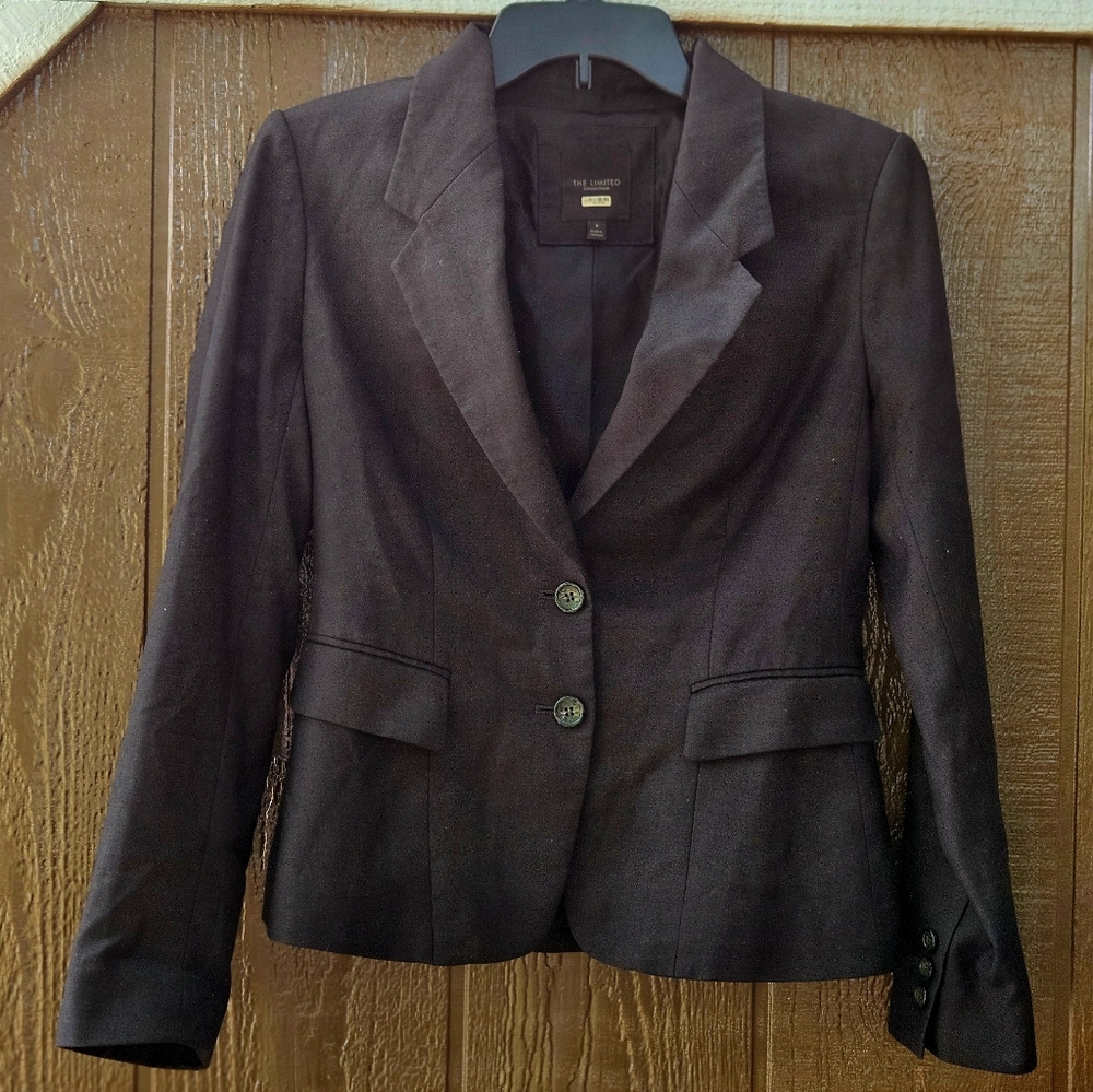 The Limited Chocolate Brown Size 0 button blazer Classic Structured Business